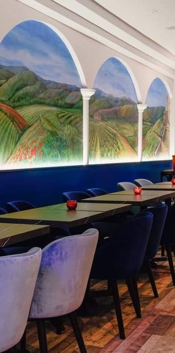 interior design for restaurant, mural, Provence